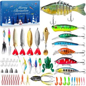 Advent Calendar 2024 Fishing Lure,Lifelike Multi Jointed Swimbait,Suitable For Adult Men Teen Boys, Christmas Surprise Fishing Bait Gift - 2024 Christmas Countdown 24 Days Surprise Gift