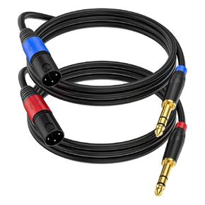 Jozzai Female XLR to 1/4 Inch (6.35mm) TS Mono Jack Microphone Cable, Unbalanced 3 Pin XLR Female to Quarter inch TS Plug Mic Cord for Dynamic Microphone - (3.3 FT / 2 Pack)