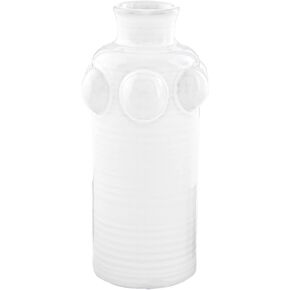 Mud Pie White Beaded Stem Vase, Top Rim, 6" x 2.25" Dia