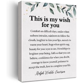 Inspirational Quotes Canvas Wall Art Motivational This is My Wish for You Ralph Waldo Emerson Quote Canvas Print Positive Poem Canvas Painting Office Home Wall Decor Framed Gift 12"x15" Ready to Hang