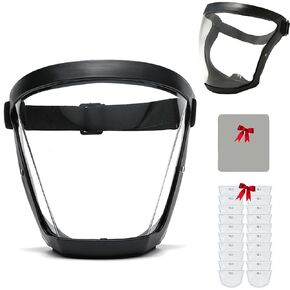 Face Shield, Tooltekt Anti-Dust & Fog-Free Face Shield,Anti-Fog Protective Full Face Shield (Black frame with transparent side)