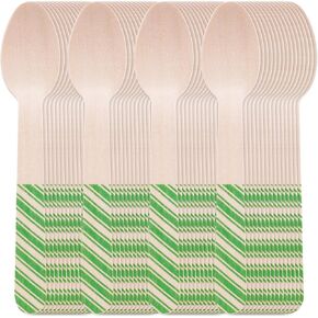 120Pcs Christmas Disposable Wooden Spoons Red Green Stripe Wooden Spoons Striped Tasting Spoons Christmas Candy Cane Striped Spoons for Ice Cream Cake Chocolate Coffee (Red and Green)