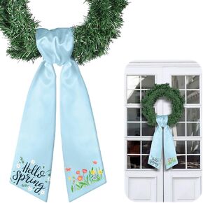 Wreath Sash for Front Door Wreath Satin Sash for Wreath Embroidery Monogram Wreath Sash Accessories Xmas Party Yard Doorway Indoor Outdoor Wall(Autumn)