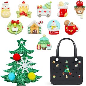 11 Pcs Cute Christmas Accessories for Bogg Bag, Charm for Bogg Bag, Compatible with Women Rubber Beach Bag, Christmas Decoration