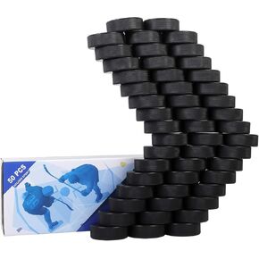 Golden Sport Ice Hockey Pucks, 50pcs, Official Regulation, for Practicing and Classic Training, Diameter 3", Thickness 1", 6oz, Black
