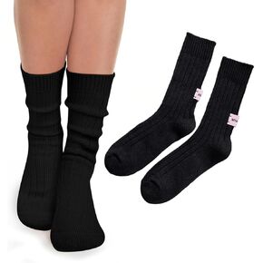 جوارب Benefeet Sox Crew للنساء من القطن الكلاسيكي المضلع، جوارب كاجوال بلون سادة