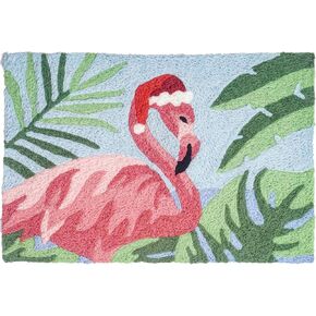 Festive Flamingo Holiday Machine Washable 20" x 30" Jellybean Accent Rug