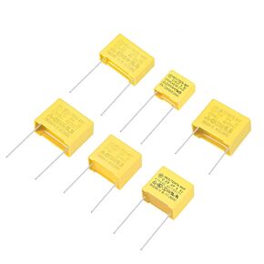 uxcell Polypropylene Safety Capacitors Kit DIP 275VAC X2 MKP 6 Value - 0.1uF 0.15uF 0.22uF 0.33uF 0.47uF 0.68uF 60 Pcs