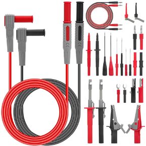 SUNJOYCO 26Pcs Multimeter Test Leads Kit with Replaceable Wire Piercing Probes, Alligator Clips, Test Hooks, Insulation Piercing Test Clip for Voltage Circuit Tester