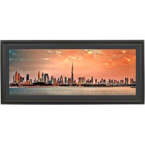 LTYHHK 10x24 Panoramic Picture Frames Solid Wood with 8x22 Black Mat, Displays 8x22 with Mat or 10x24 Inch without Mat, 10x24 Poster Frame 8x22 Photo Frames Family Wall Black (L23B1024B822)