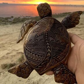 Siluyado Hawaiian Turtle Carving Ocean Decor, Resin Carved Turtle Beach Bathroom Decor, Seaside Tropical sea Turtle Decor for Bathroom Decor Wall Art, Restroom, Beach