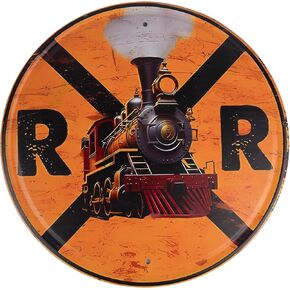 Framendino, 12 Inch Metal Tin Sign Train Railroad Crossing for Bar Garden Kitchen Restaurant Garage Decor