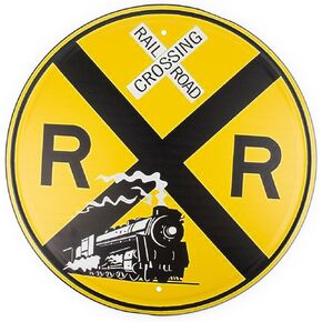 Framendino, 12 Inch Metal Tin Sign Train Railroad Crossing for Bar Garden Kitchen Restaurant Garage Decor
