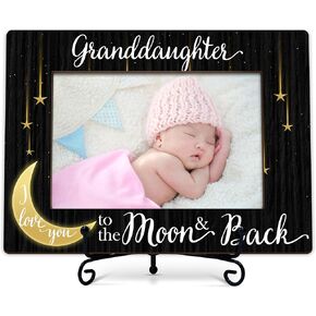 Granddaughter Picture Frame, Grandparents Wood Photo Frame With Stand, Christmas Grandparents' Day Birthday Gifts, First Time Grandparents Gifts, I Love You To The Moon And Back Frame -a25