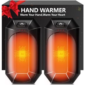 AI Hand Warmers Rechargeable 2 Pack,Portable Electric Hand Warmer Reusable,AI Smart Chip Hand Warmer for Outdoor Golf Hunting Camping Accessories,Warm Winter Gifts for Men Women Kids