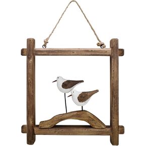 K KILIPES Nautical Beach Wood Seagull Home Wall Decor, Vintage Rustic Sea Bird Sculpture Hanging Wood Art Coastal Wall Decor for Bathroom Lake House Ocean Decor