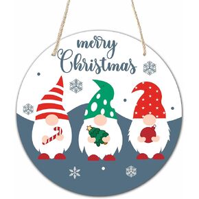 10" Christmas Welcome Wooden Sign with Rope - Merry Christmas Round Hanging Wooden Plaque - Outdoor Front Door Wall Farmhouse Decoration for Home - Modern Artistic Housewarming Gift - A17