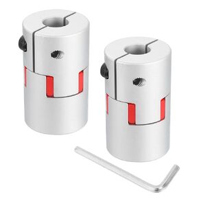 uxcell 2pcs D40 L66 15mm to 15mm Flexible Plum Shaft Coupling Aluminum Motor Connector Flexible Spider Coupler for 3D Printer CNC Machine and Servo Stepper Motor (Silver Tone/Red)