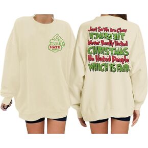 MYHALF Christmas Sweatshirt for Women Crewneck Friends Christmas Sweaters Xmas Festive Shirt Oversized Fall Tops Lightweight