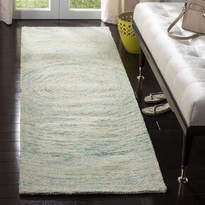 SAFAVIEH Ikat Collection Runner Rug - 2'3" x 8', Ivory & Blue, Handmade Wool, Ideal for High Traffic Areas in Living Room, Bedroom (IKT635A)