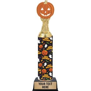 Halloween Trophies, 10" Custom Orange Halloween Pumpkin Trophy Award Prime