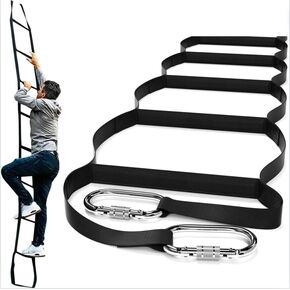 Kids Ladder 6.5ft Made in USA | Multi-use Webbing Ladder with Stand-Offs - Spring Hooks & Black Bag Included - 2m Ladder Lightweight & Reliable Holds up to 960 lbs. | Climbing Ladder