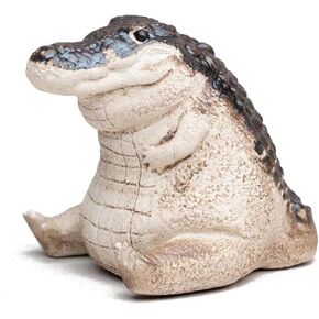 Tea Pet Creative Alligator Decor Ornament Figurine Handmade Ceramic,Chubby Crocodile,Tea Pet Mini Cute Statue Living Room Desk Pet Tea Table Decor Tearoom Gifts (Crocodile-a 1PCS)