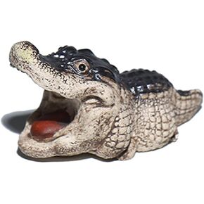 Tea Pet Creative Alligator Decor Ornament Figurine Handmade Ceramic,Chubby Crocodile,Tea Pet Mini Cute Statue Living Room Desk Pet Tea Table Decor Tearoom Gifts (Crocodile-a 1PCS)