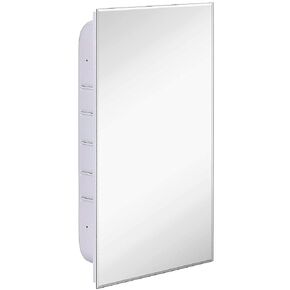 Hamilton Hills 16x26 Inch White Recessed Bathroom Medicine Cabinet with Mirror - Beveled Bathroom Cabinet Organizer with Shelves - Farmhouse Wall Mounted Hanging Medicine Mirror Cabinet