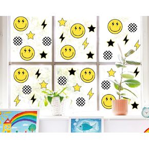 Welcome Back to School Window Clings Flag Banner Colorful Pencils Window Stickers Double Sided Wall Glass Decals for First Day of School Party Home Classroom Decor, 6 Sheet