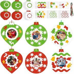 Blueweenly 24 Sets Frame Craft for Kids DIY Picture Frame Game Craft for Party Home Activity (Christmas)