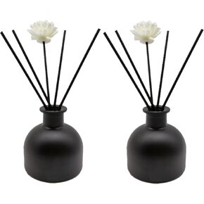 2PCS Perfume Reed Diffuser Bottle,Empty Glass Container 100ml Fragrance Accessories use with Black Sticks for DIY Replacement (Matte White)