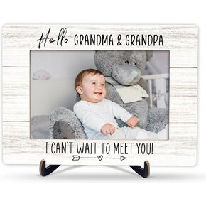 Grandparents Picture Frame, Get Promoted To Great Grandparents Wooden Photo Frame With Stand, Pregnancy Announcement Gifts For First Time Grandpa Grandma, Grandparents Gifts From Grandchild, A31