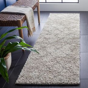 SAFAVIEH Berber Shag Collection Runner Rug - 2'3" x 6', Cream & Light Grey, Moroccan Design, Non-Shedding & Easy Care, 1.2-inch Thick Ideal for High Traffic Areas in Living Room, Bedroom (BER162C)