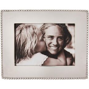 MARIPOSA BEADED 5X7 ENGRAVABLE FRAME | SILVER | BRILLANTE | FRAMES | ENGRAVABLE FRAMES | RECYCLED SANDCAST ALUMINUM | HANDMADE IN MEXICO