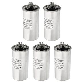 PATIKIL 45/5uF 45+5MFD 370-440V AC Capacitor, 5Pcs CBB65 Motor Start Capacitors Dual Round Run Capacitor for Air Conditioner or Heat Pump Condenser Straight Cool
