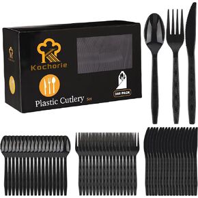360 Pieces Christmas Plastic Cutlery Set Disposable Plastic Utensils Heavy Duty Flatware Set Includes Red Green Gold 120 Knives 120 Forks 120 Spoons for Christmas Party Wedding Birthday