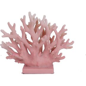 7.5"H Pink Coral Decor Coral Reef Decor Faux Artificial Coral Decor Resin Fake Coral Statue Beach Sculpture Coastal Nautical Decor for Beach Theme Home Living Room Bathroom Shelf Tabletop Decorations