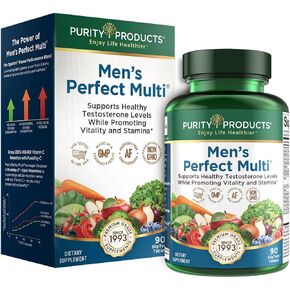 Purity Products Men's Perfect Multi from Vitamins, Minerals and Phytonutrients - Promotes Energy, Vitality and Stamina - Easy to Swallow - 90 Tablets