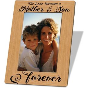 Mother Gift from Son, Mom Son Photo Frame Decor, The Love Between a Mother & Son is Forever Picture Frames 4x6 Inches for Wall & Tabletop Display, Photo Gifts Wooden Picture Frame, Mother's Day Gift
