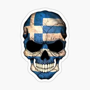 Greek Flag Skull Sticker - My STICKER Design - Sticker Graphic