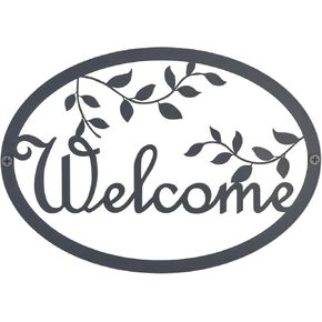 Metal Welcome Sign for Front Door - Black Wall Decor - Indoor Outdoor Home Decor Perfect for Front Porch, Living Room, and Kitchen£¬Outside Decorative Signs for Farmhouse