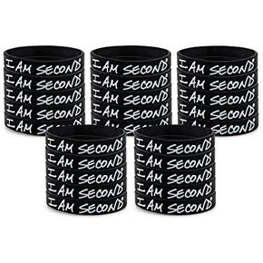 I Am Second 25-Pack Classic Regular/Adult Black Silicone Wristbands