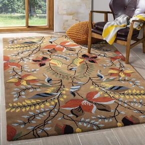 SAFAVIEH Soho Collection 5' x 8' Light Brown/Multi SOH771B Handmade Premium Wool & Viscose Area Rug