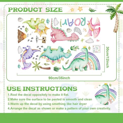 Resurhang Dinosaur Wall Decals Tree Dino Wall Stickers Large Boho Decals Home Decorations for Baby Nursery Boys Girls Bedroom Playroom Kindergarten Daycare Classroom Art Decor in Saudi Arabia