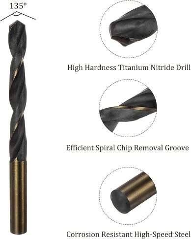 2PCS Twist Drill Bit - [8.5mm / 0.3"] Titanium & Nitride Coated High-Speed Steel Round Shank Jobber Bit Set Black Gold for Metal Wood Plastic Steel Use, 75mm / 3" Blade Length in Saudi Arabia