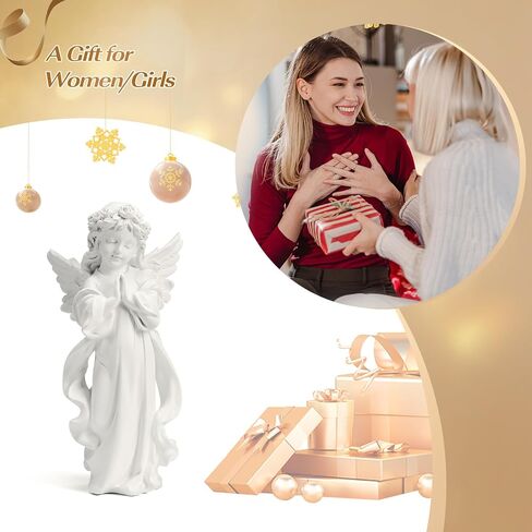 12.4" White Fairy Prayer Angel Statue - Hand-Painted Home Decor, Ideal Outdoor or Indoor Catholic Religious Garden Decoration, Perfect Sympathy Gift for Any Occasion in Saudi Arabia
