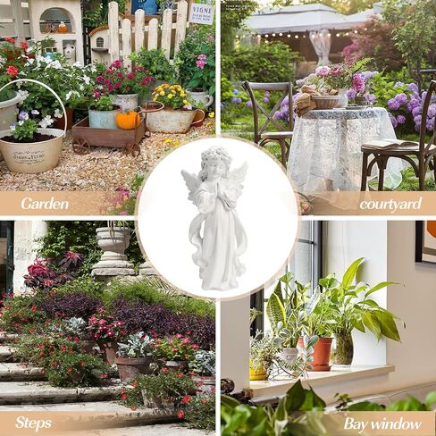 12.4" White Fairy Prayer Angel Statue - Hand-Painted Home Decor, Ideal Outdoor or Indoor Catholic Religious Garden Decoration, Perfect Sympathy Gift for Any Occasion in Saudi Arabia