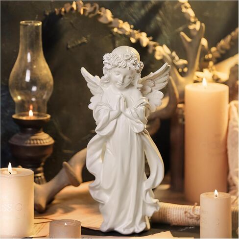 12.4" White Fairy Prayer Angel Statue - Hand-Painted Home Decor, Ideal Outdoor or Indoor Catholic Religious Garden Decoration, Perfect Sympathy Gift for Any Occasion in Saudi Arabia