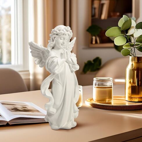 12.4" White Fairy Prayer Angel Statue - Hand-Painted Home Decor, Ideal Outdoor or Indoor Catholic Religious Garden Decoration, Perfect Sympathy Gift for Any Occasion in Saudi Arabia